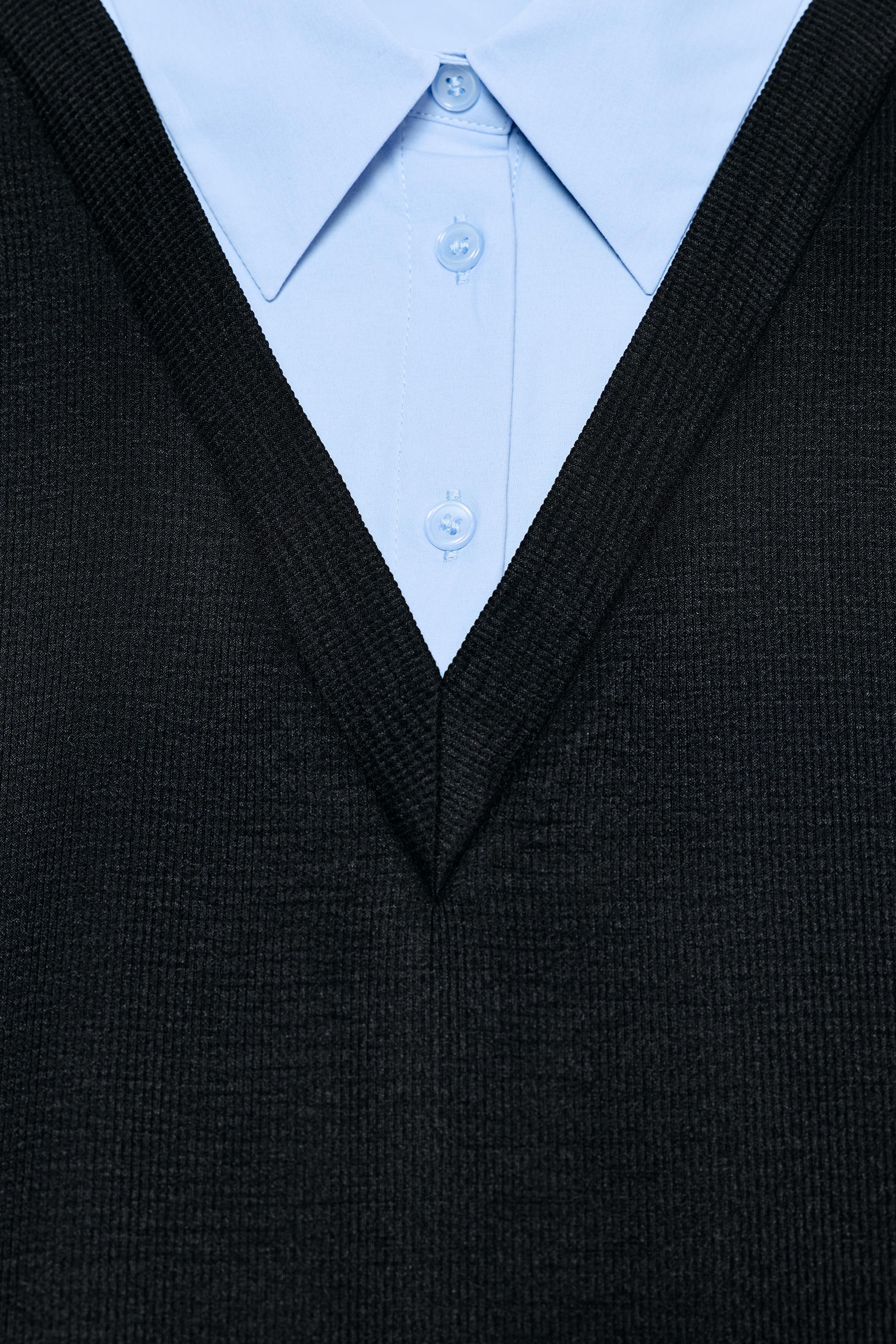 COMBINED POPLIN MINI DRESS